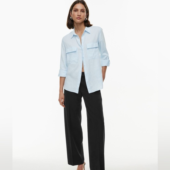 Babaton | Pinstripe Linen Blouse - Picture 1 of 6